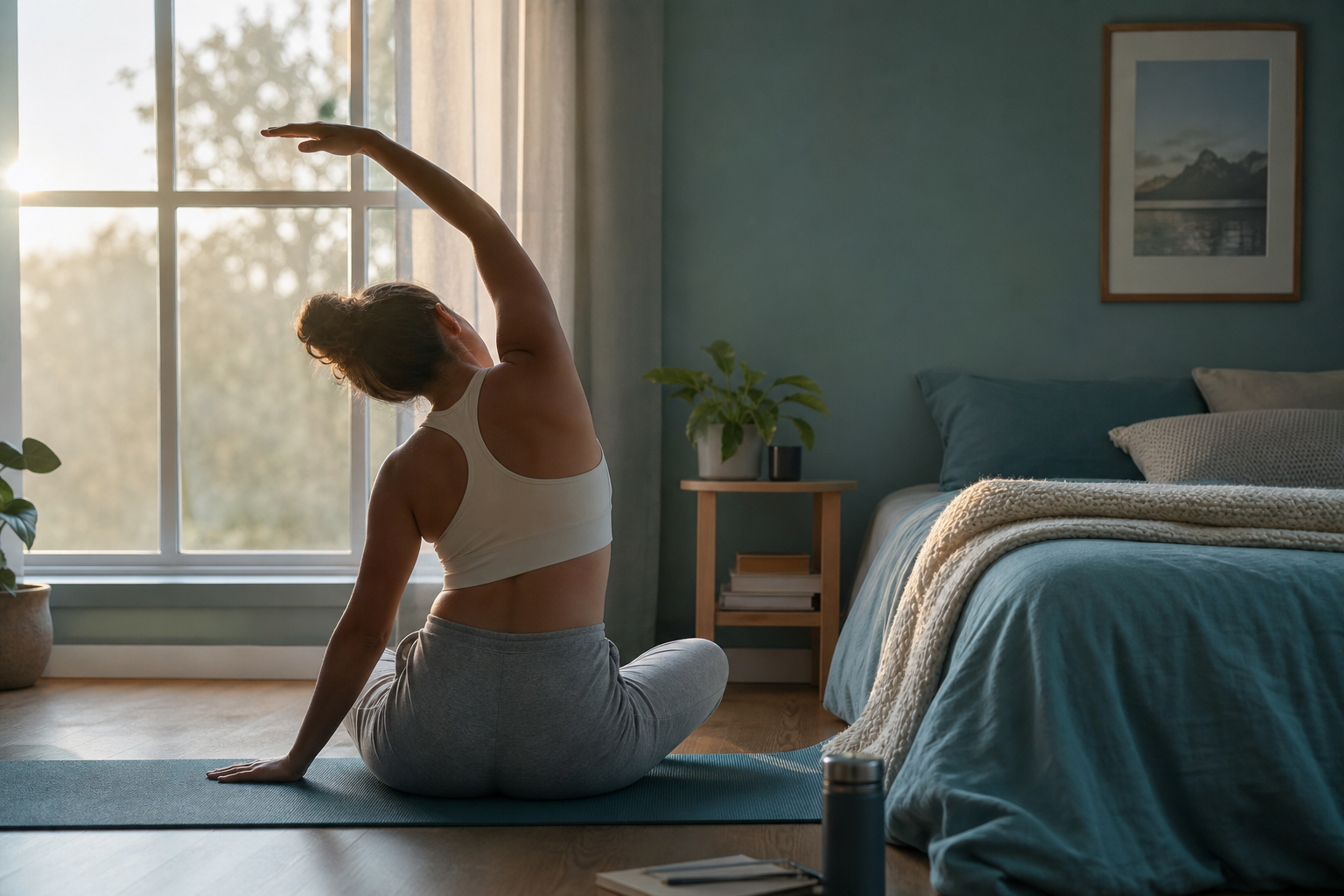 Moveyouth client practising a morning mini habit routine